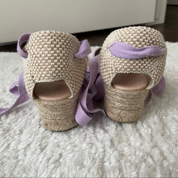 espadrille Lilac Canvas Lace Up Wedge Espadrilles - Low Wedge - EU38/UK5 - Picture 8 of 12